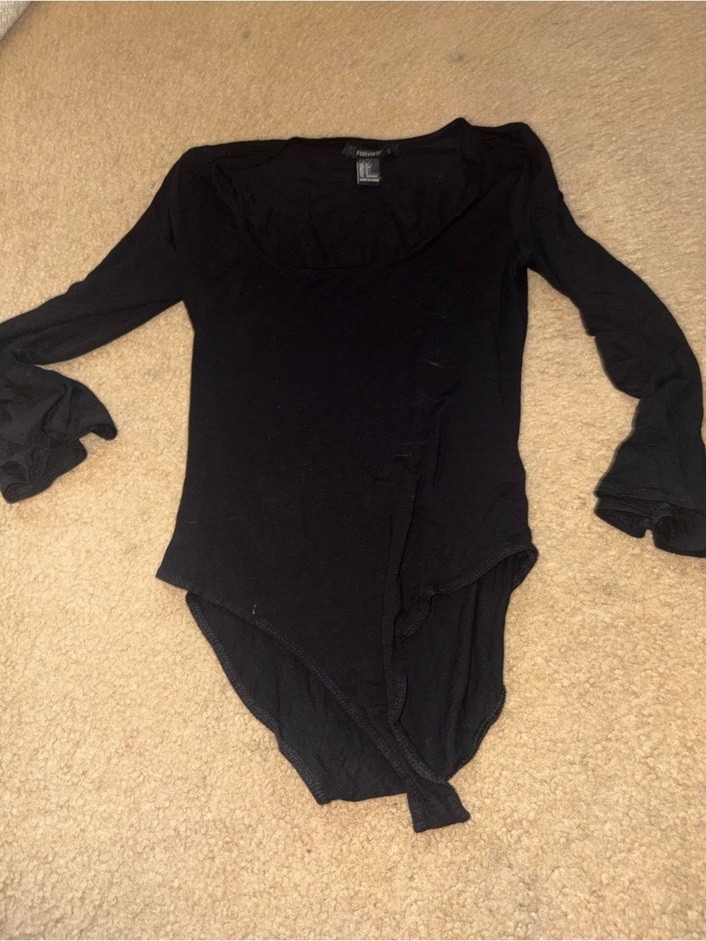 Forever 21 Black bodysuit small bell sleeves